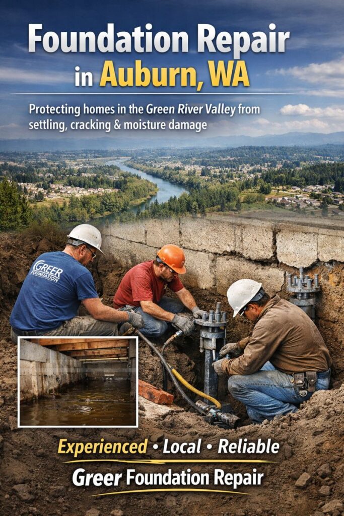 Foundation repair project in Auburn WA protecting a home from settling, cracking, and moisture damage